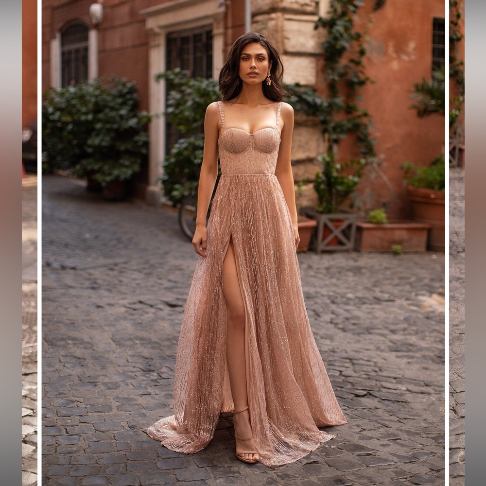 ALAMOUR THE LABEL ROSE GOLD LUCIE GOWN DRESS